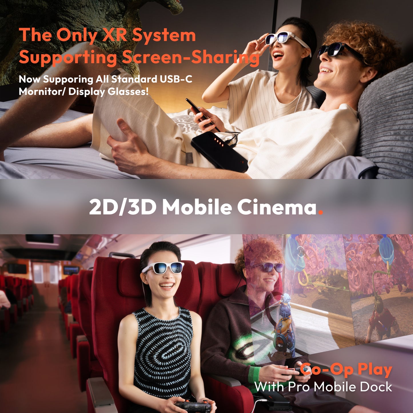 Pro XR/AR Glasses — 135" 120Hz Full HD UltraClarity Display, HARMAN Stereo Sound, Myopia Adjustments, Electrochromic Film, Smart Glasses for iPhone 15/Android/Mac/PC/Steam Deck/Gaming Consoles (Copy) - VITURE