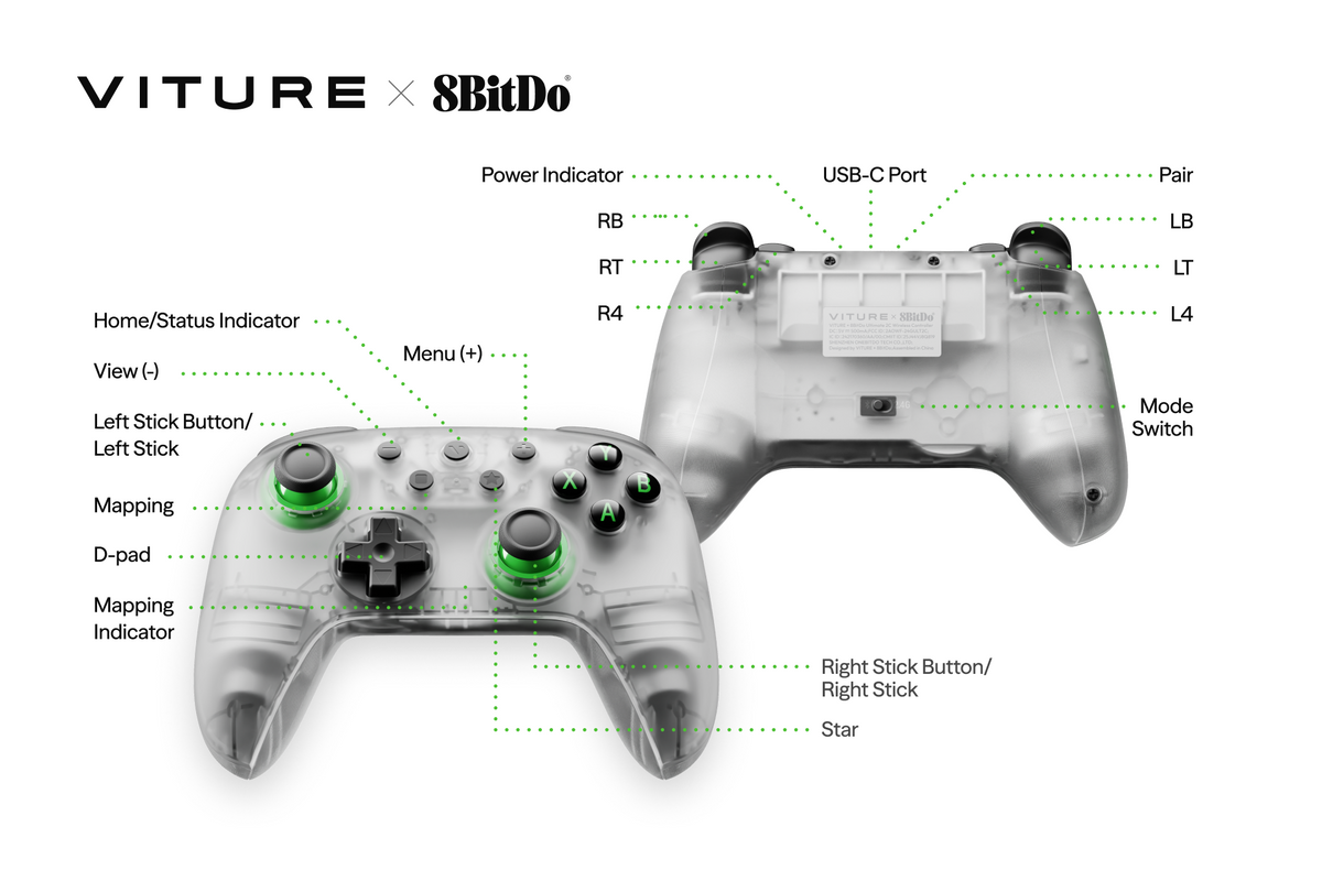 VITURE × 8BitDo Ultimate 2C Wireless Controller – Button Details